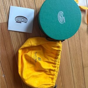 Goyard Yellow Drawstring Dust Bag with Green Round Box